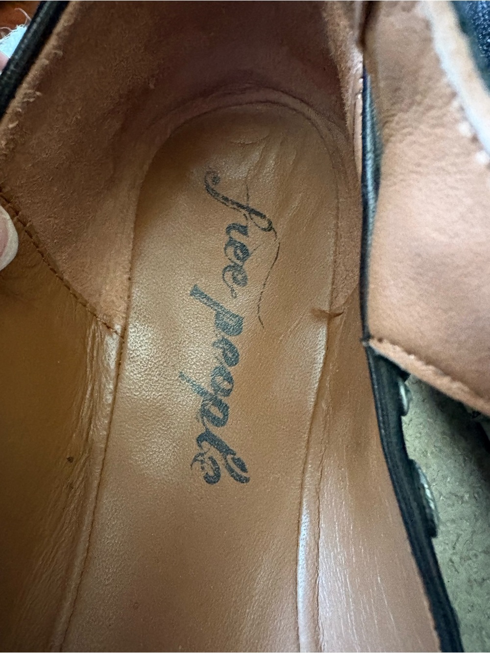 Free People Studded Black Leather Ankle-Strap Flats - Picture 3 of 5